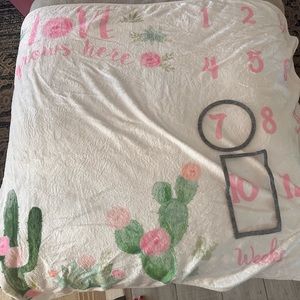 Catcus milestone blanket